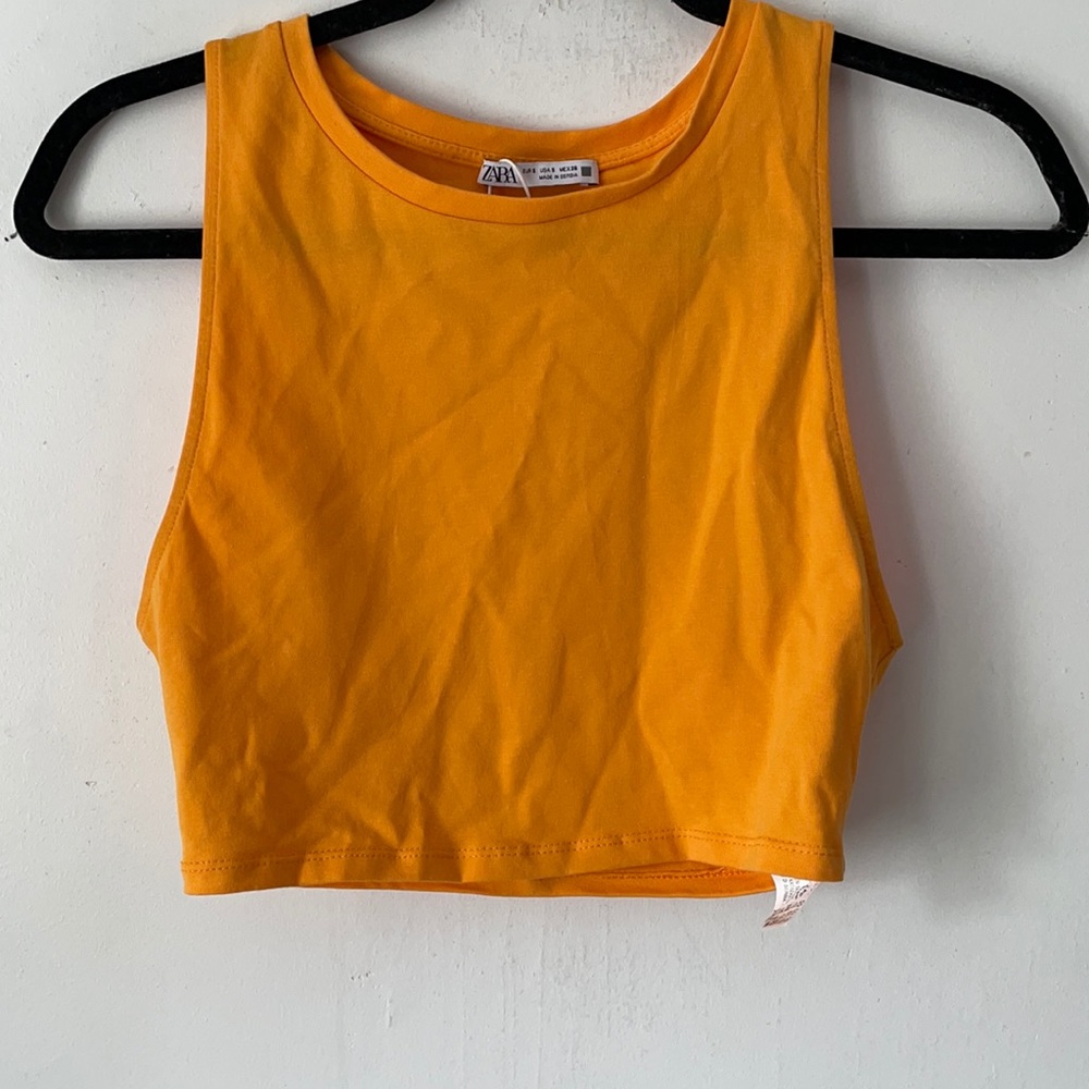 Zara Bright Orange Cropped Tank Top